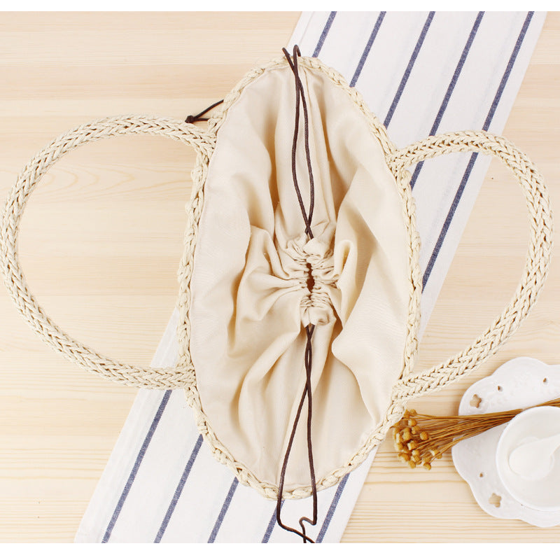 Carry Woven Beach Bag Hollow Out Cutout Silk Scarf Fresh Straw Bag Holiday Photography Casual Bag Bella Mia